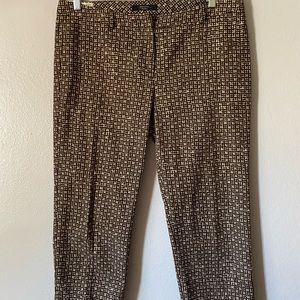 MaxMara Brown and Cream Cropped Patterned Pants